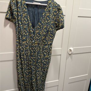 Floral green yellow jumpsuit